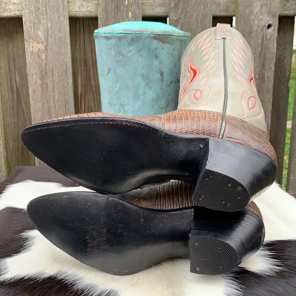 RALPH LAUREN Rare Vintage Lizard Exotic Leather Cowboy Cowgirl Western Boots 7 C - Picture 4 of 15